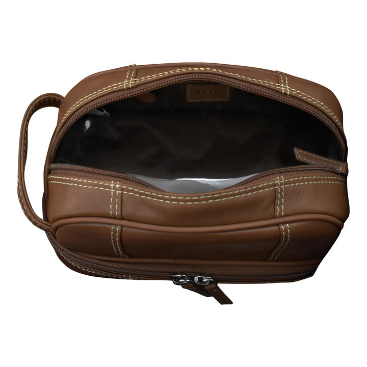 Leather Toiletry Bag - Brown