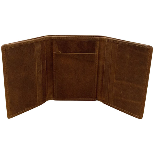 Men's Wallet Trifold with Back I.D. - Rustic Brown