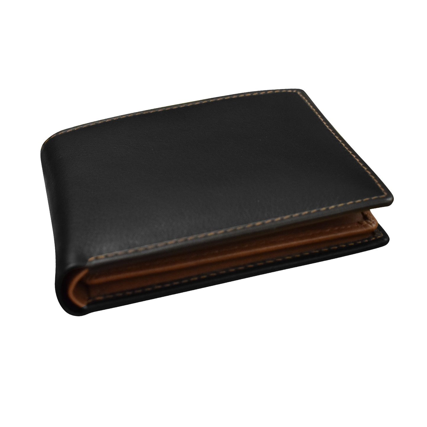 Men's Wallet Bifold with Left Flip - Black/Toffee