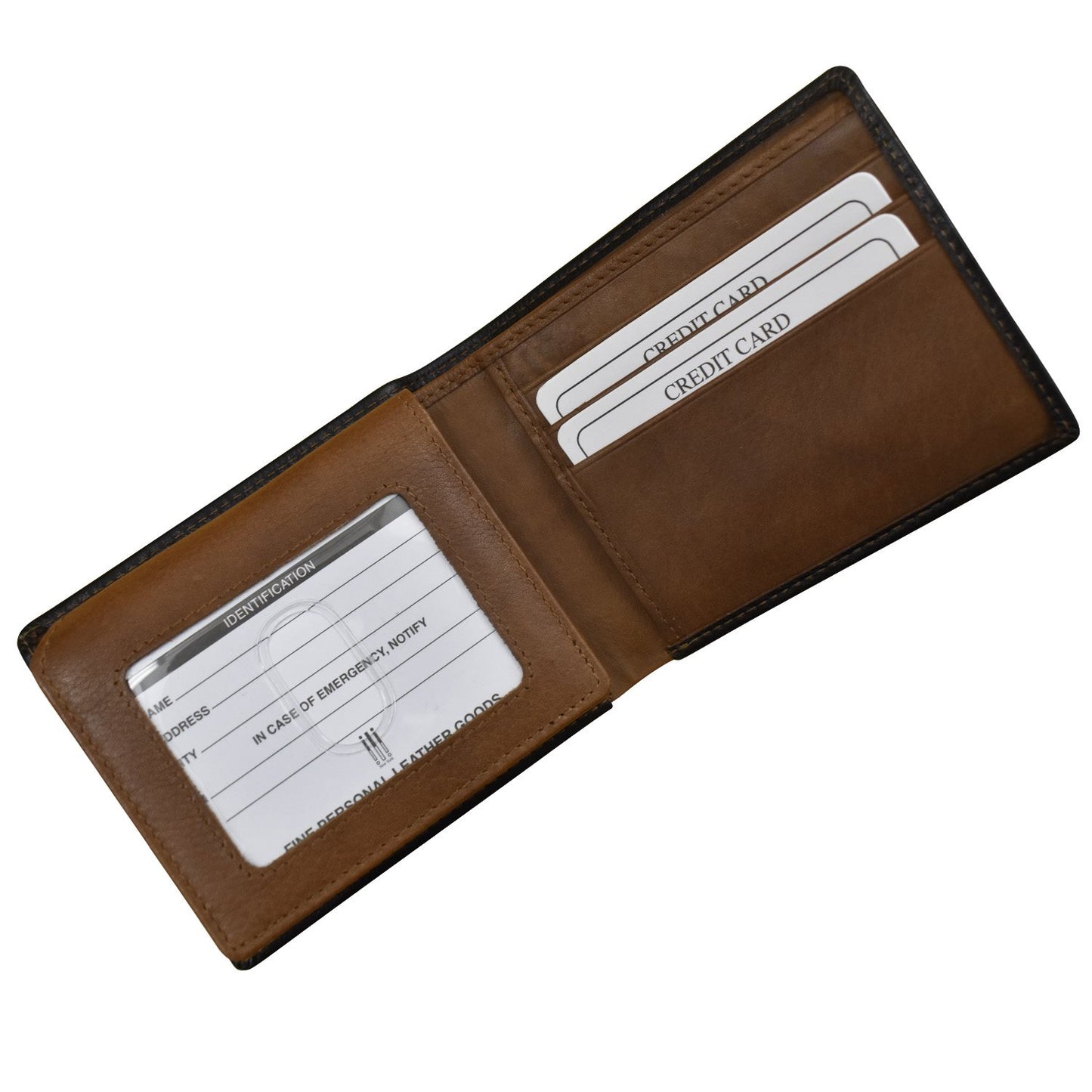 Men's Wallet Bifold with Left Flip - Black/Toffee