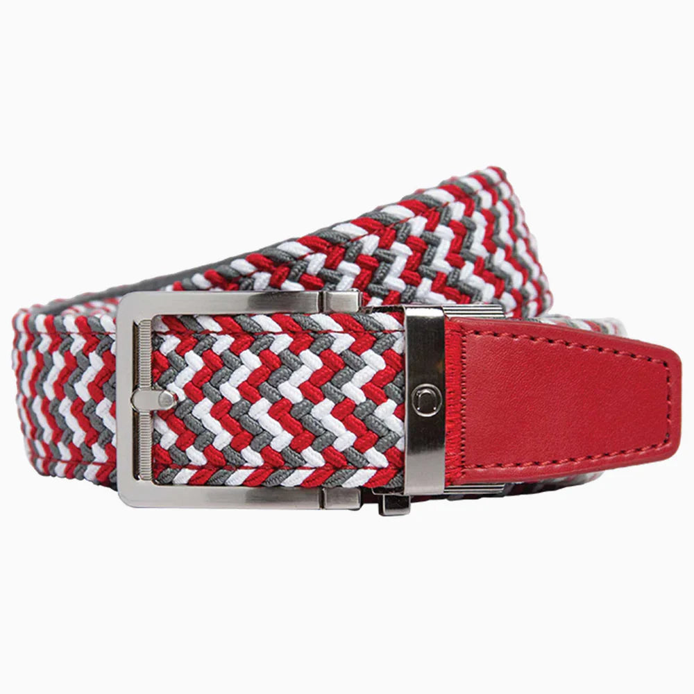 Nexbelt Braided Scarlet, Grey & White