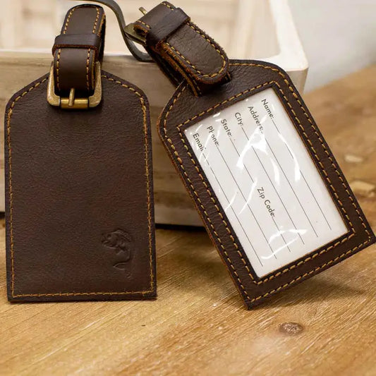 Leather Luggage Tag - Fish